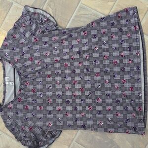 Elle Gray and Purple Floral Blouse